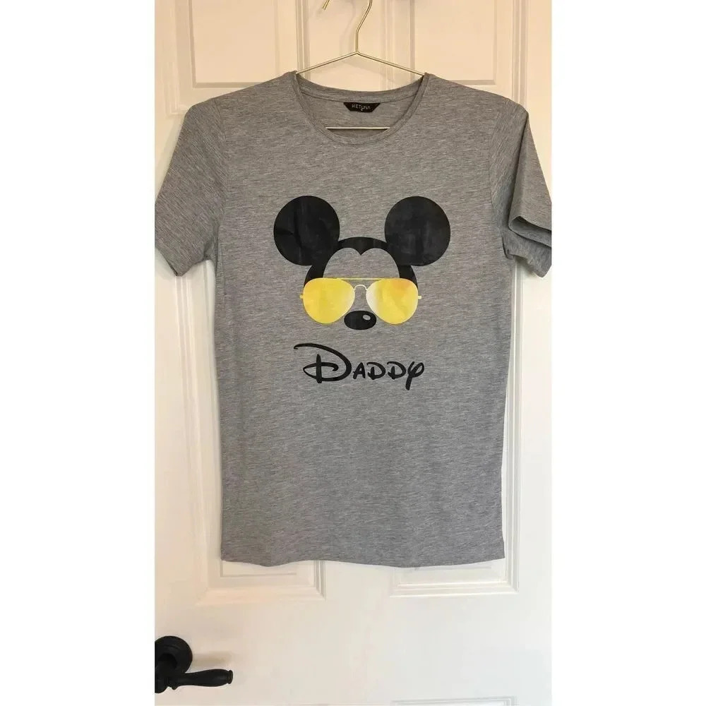 Ketuna Mickey Mouse DAD Men's‎ Short Sleeve Gray T-Shirt Size Small